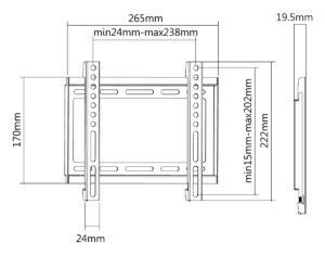 Soporte de Pared Ovaltech para Pantalla 32 Pulgadas 70 Pulgadas Ovtv-F3270  Hasta 35Kg Negro - Digitalife eShop