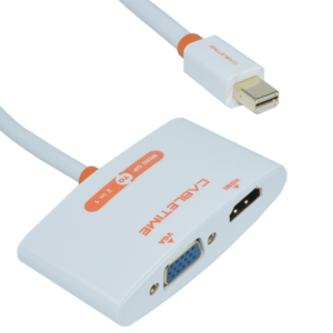 OVMDP-2EN1 Adaptador Mini DisplayPort a HDMI / VGA color blanco. Premium OvalTech