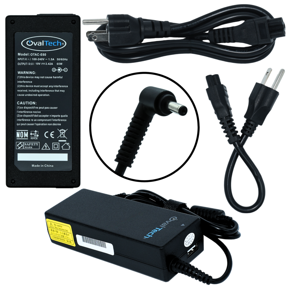 Adaptador De Corriente OVALTECH OTAC-E60 CARGADOR/ADAPTADOR DE CORRIENTE C/CABLE OTAC-E60 PARA COMPUTADORA PORTATIL USB  65W 19V 3.42A 4.01.35 USB Salida 5V 2.1Amp MARCA OVALTECH - Código: OTAC-E60 | Compra en Guadalajara